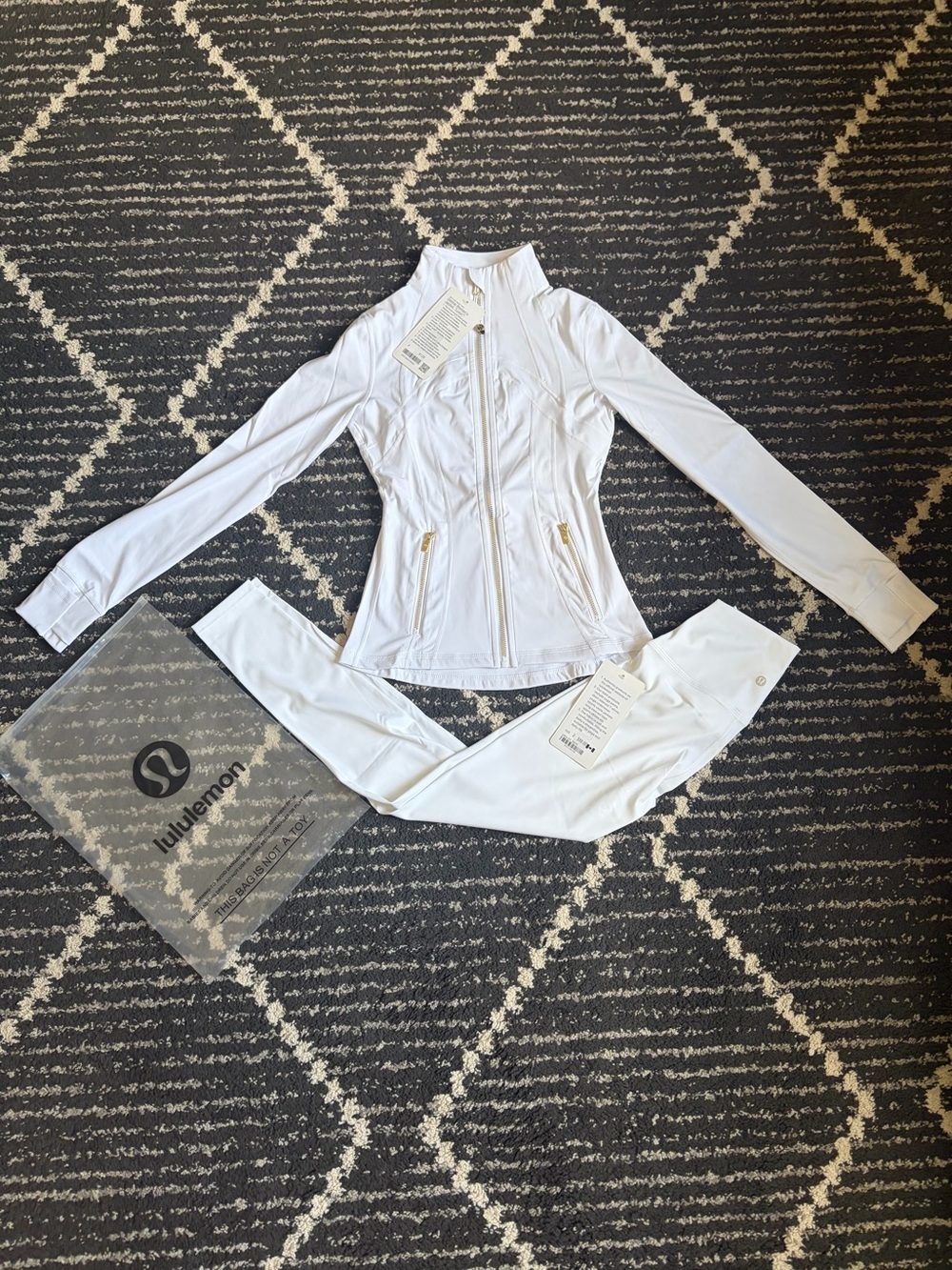 lululemon athletica White Zip Jacket and Leggings Set
